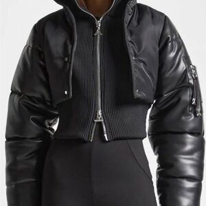 Maniere De Voire Black Crop Puffer US 6